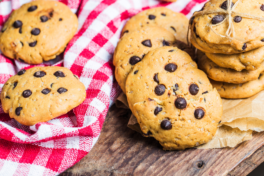 Chocolate Chip Cookies on White Background