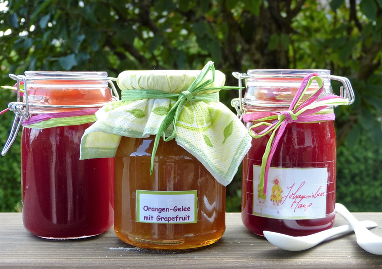 Homemade Jams on a Wooden Table